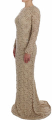 Dolce & Gabbana Beige Floral Lace Sheath Maxi Dress - IT40|S - Dresses