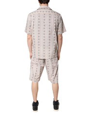 Dolce & Gabbana Beige Floral Print Cotton Men Pajama Set Sleepwear - Pajamas