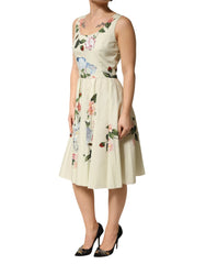 Dolce & Gabbana Beige Floral Sleeveless A-line Dress - IT40|S