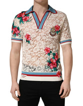 Dolce & Gabbana Beige Floral Tennis Club Lace Polo T-shirt - IT46 | S
