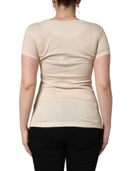 Dolce & Gabbana Beige Jungle Print Cotton Round Neck T-Shirt