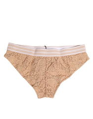 Dolce & Gabbana Beige Lace Brasiliano Briefs Logo Waistband Underwear - Briefs