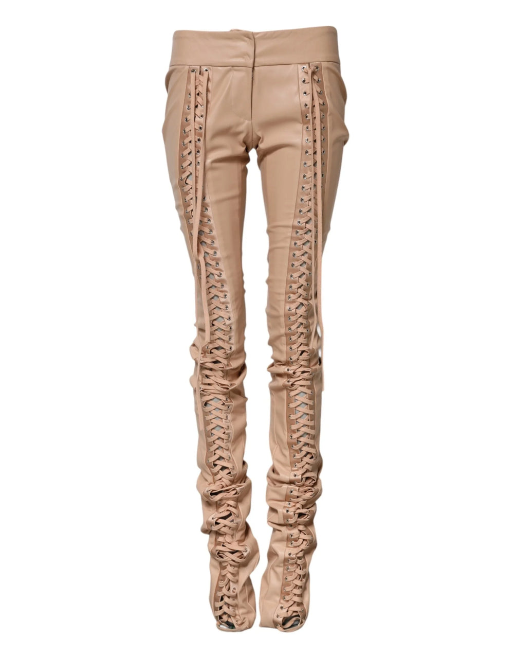 Dolce & Gabbana Beige Lace Details Mid Waist Skinny Pants - IT40|S - Trousers
