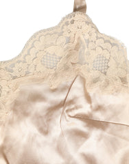 Dolce & Gabbana Pyjama en satin de soie et dentelle beige - IT3 | M