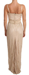 Dolce & Gabbana Beige Lace Spaghetti Strap Sheath Dress - IT42|M