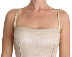 Dolce & Gabbana Beige Lace Spaghetti Strap Sheath Dress - IT42|M