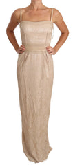 Dolce & Gabbana Beige Lace Spaghetti Strap Sheath Dress - IT42|M