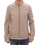 Dolce & Gabbana Beige Leather Jacket Biker Coat - IT50 | L - Bomber Jackets
