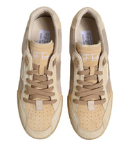 Dolce & Gabbana Beige Leather Low Top Lace Up Sneakers Shoes - EU46/US13 - Sneakers