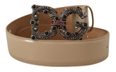 Dolce & Gabbana Beige Leather Silver Logo Buckle Amore Belt - 75 cm / 29,5 Inches - Belts