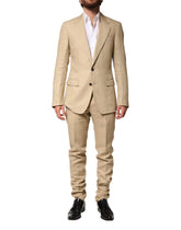 Dolce & Gabbana Beige Linen Single Breasted 2 Piece Suit - IT44 | XS