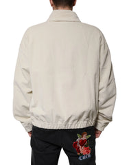 Dolce & Gabbana Beige Logo Applique Cotton Corduroy Full Zip Jacket - IT50 | L - Track Jackets