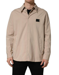 Dolce & Gabbana Beige Logo Overshirt Cotton Men Casual Shirt - IT43 | 2XL