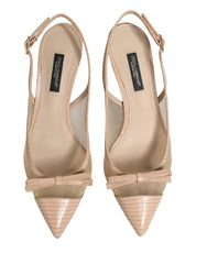 Dolce & Gabbana Beige Lori Mesh Leather Slingback Sandals Shoes - EU35/US4.5