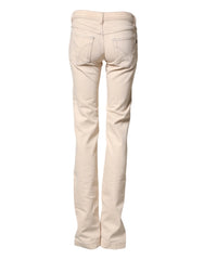 Dolce & Gabbana Beige Low Waist Cotton Slim Fit Denim Trousers Jeans - W25