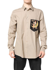 Dolce & Gabbana Beige Pin Up Print MARTINI Men Casual Shirt - IT45 | 3XL - Shirts