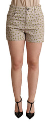 Dolce & Gabbana Beige Polka Dots Denim Cotton Stretch Shorts - IT40|S - Short Trousers