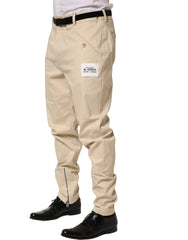 Dolce & Gabbana Beige Re-Editon Mid Waist Tapered Men Pants - IT56 | XXL