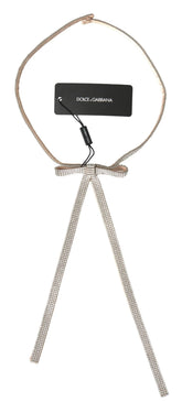 Dolce & Gabbana Beige Silk Clear Crystal Bow Waist Belt - 65 cm / 26 Inches