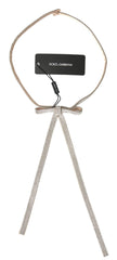 Dolce & Gabbana Beige Silk Clear Crystal Bow Waist Belt - 65 cm / 26 Inches - Belts