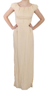 Dolce & Gabbana Beige Silk Column Cap Sleeve Gown Dress - IT40|S - Dresses
