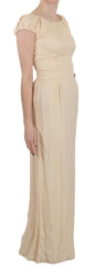 Dolce & Gabbana Beige Silk Column Cap Sleeve Gown Dress - IT40|S - Dresses