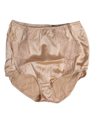 Dolce & Gabbana Beige Silk Lace High Waist Bikini Panty Underwear - Bikinis