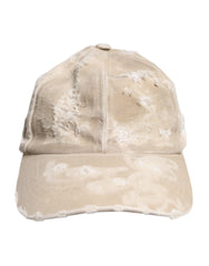Dolce & Gabbana Beige Tattered Cotton 6 Panels Baseball Cap - 58 cm|M - Baseball Caps
