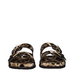 Dolce & Gabbana Beige Velvet Slippers