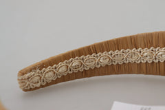 Dolce & Gabbana Beige Viscose Women Hair Headband Diadem - Headbands