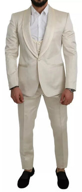 Dolce & Gabbana Beige Wool Crème 3 Piece SICILIA Shawl Suit - IT44 | XS