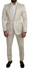 Dolce & Gabbana Beige Wool Crème 3 Piece SICILIA Shawl Suit - IT44 | XS