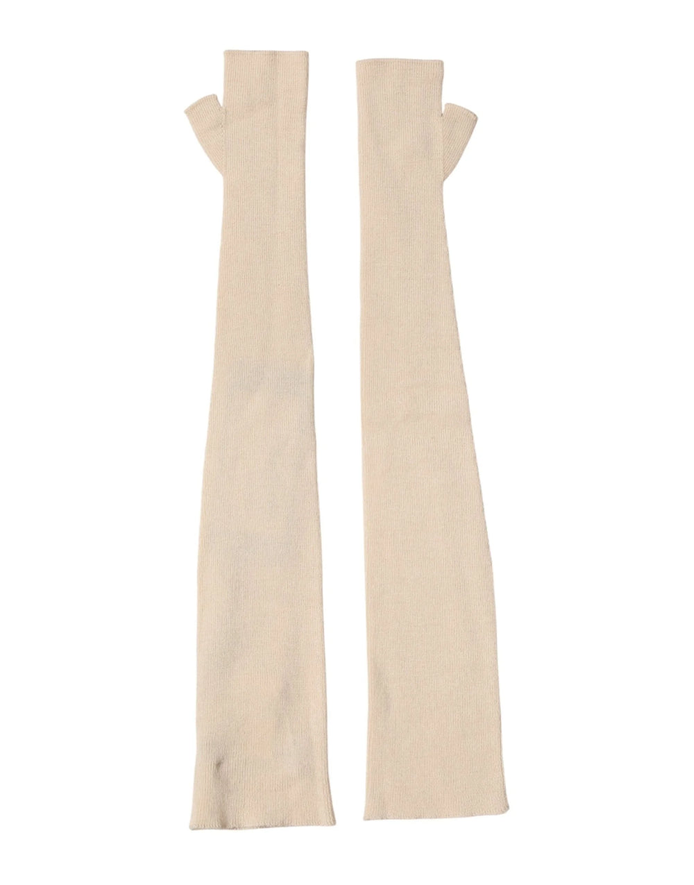 Dolce & Gabbana Beige Wool Fingerless Elbow Length Women Gloves - One Size