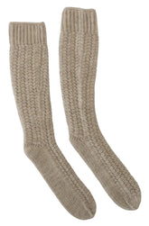 Dolce & Gabbana Beige Wool Knit Calf Long Women Socks - Heel Socks