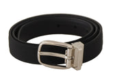 Dolce & Gabbana Belt Black Calf Leather Silver Tone Metal Buckle - Belts