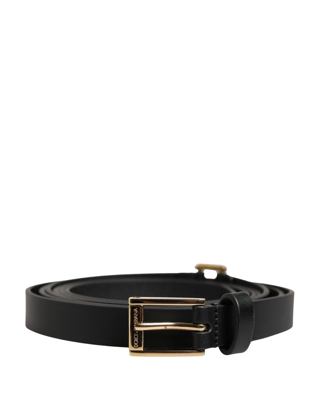 Dolce & Gabbana Belt Men Black Leather Classic Metal Buckle - 110 cm / 44 Inches