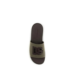 Dolce & Gabbana kétszínű vászon lapos szandál
