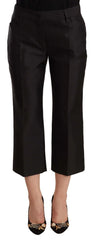 Dolce & Gabbana Black 100% Silk Flared Cropped Pants - IT42|M - Trousers