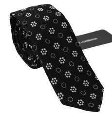 Dolce & Gabbana Black 100% Silk Floral Print Print Classic Tie - Neckties