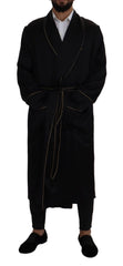 Dolce & Gabbana Black 100% Silk Robe Coat Wrap Jacket - IT50 | L - Overcoats
