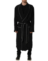 Dolce & Gabbana Black 100% Silk Robe Men Wrap Coat Jacket - IT52 | XL