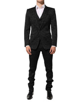 Dolce & Gabbana Black 3 Piece Brocade Jacquard Suit MARTINI - IT46 | S - Suits