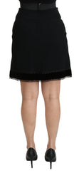 Dolce & Gabbana Black A-line High Waist Mini Viscose Skirt - Skirts