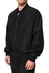 Dolce & Gabbana Black Acetate Full Zip Bomber Men Jacket - IT54 | XL - Bomber Jackets