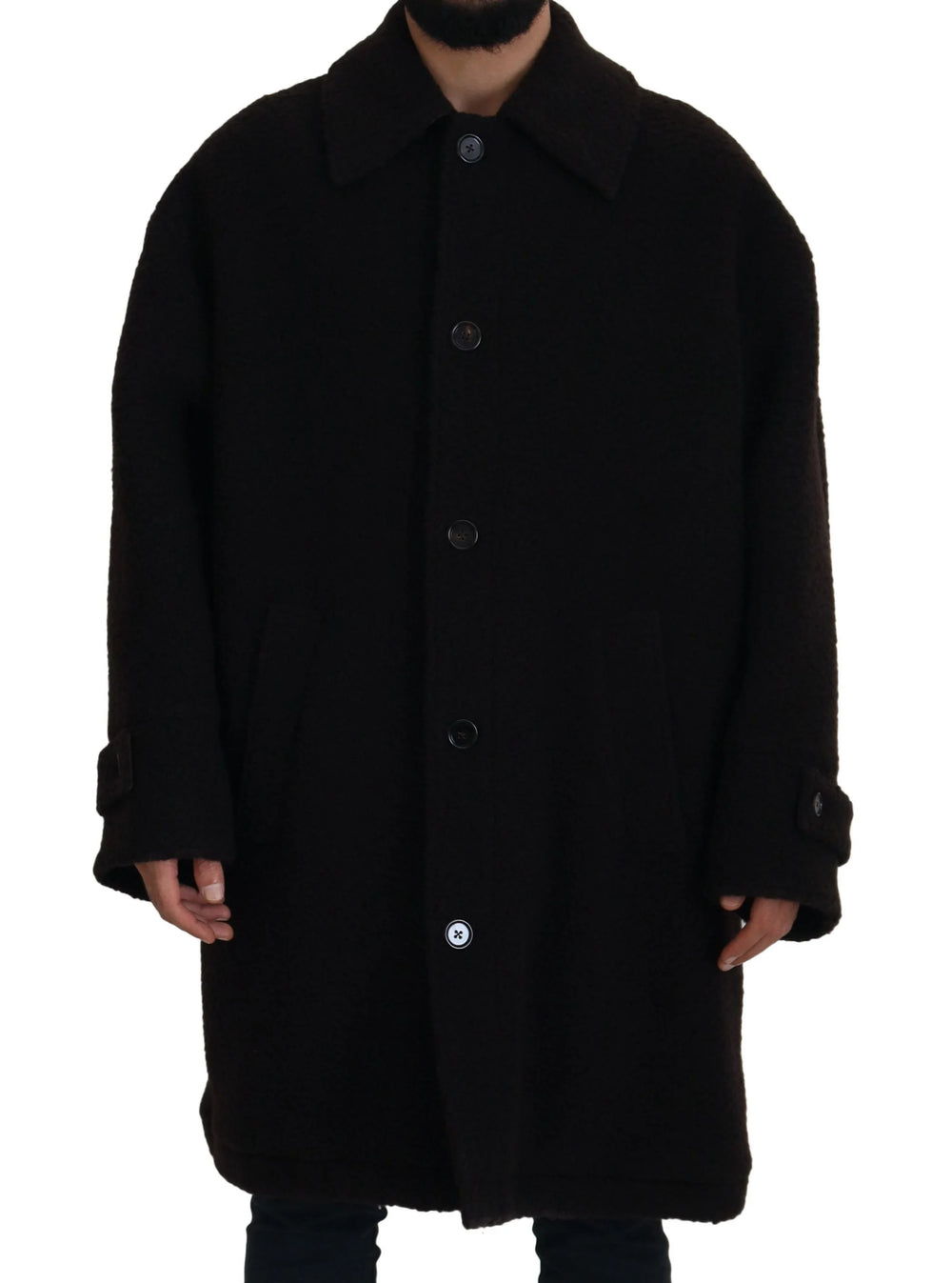 Dolce & Gabbana Black Alpaca Button Down Trench Coat Jacket - IT54 | XL - Trench Coats