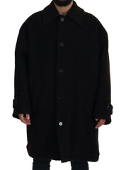 Dolce & Gabbana Black Alpaca Button Down Trench Coat Jacket - IT54 | XL - Trench Coats
