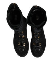 Dolce & Gabbana Black Alpaca Wool Suede Mid Calf Boots Shoes - EU44/US11