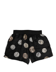 Dolce & Gabbana Svarta Antika Myntmönstrade Herr Boxershorts - IT3 | XS