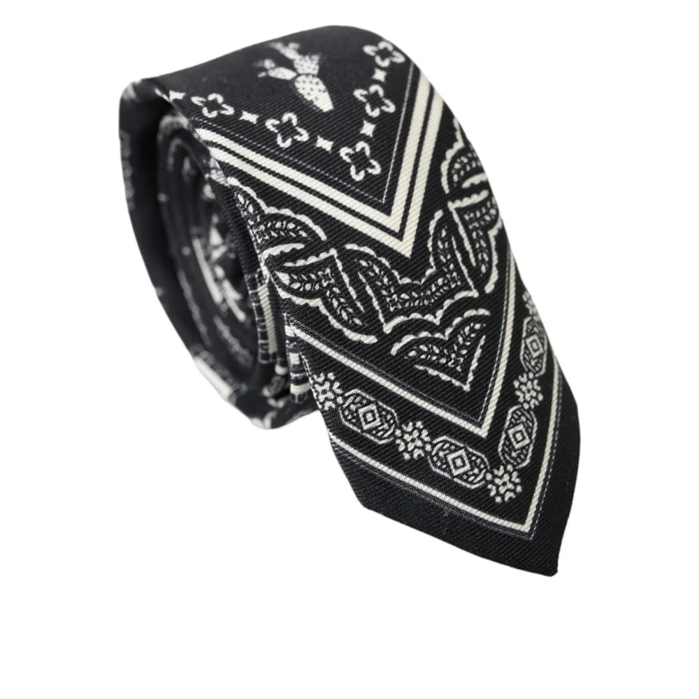 Dolce & Gabbana Black And White Silk Tie