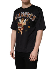 Dolce & Gabbana Black Angel Print Cotton Crew Neck T-shirt - IT44 | XS